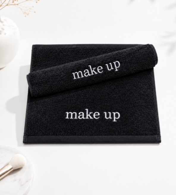 Πετσέτα Βαμβακερή Make Up New 30x30εκ. Plain Line Black
